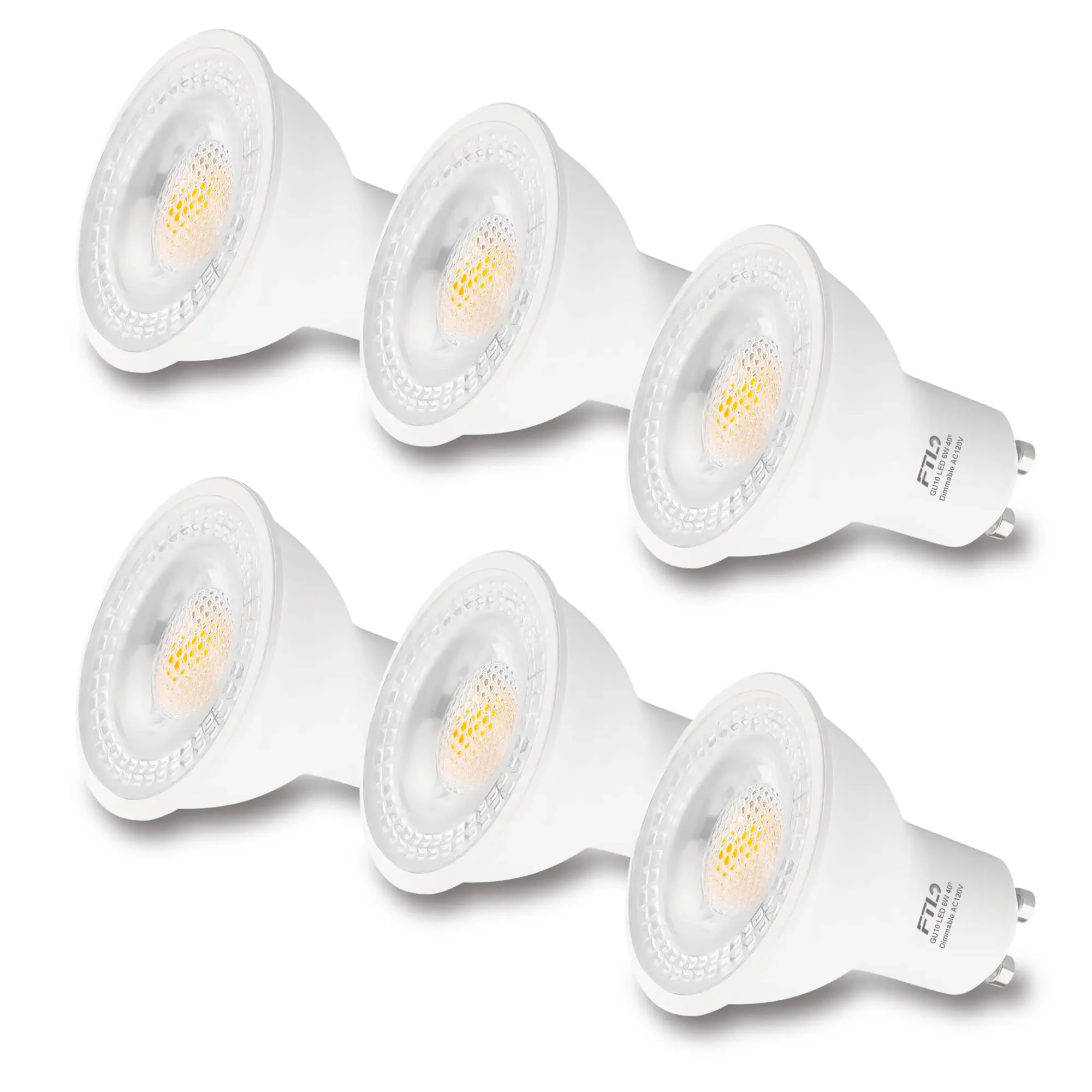 GU10  Bulbs Dimmable 3000K/5000K Warm White/Daylight 6W 600LM, 50W Halogen Replacement, 40 Degree Spot Light Bulbs 6-Pack