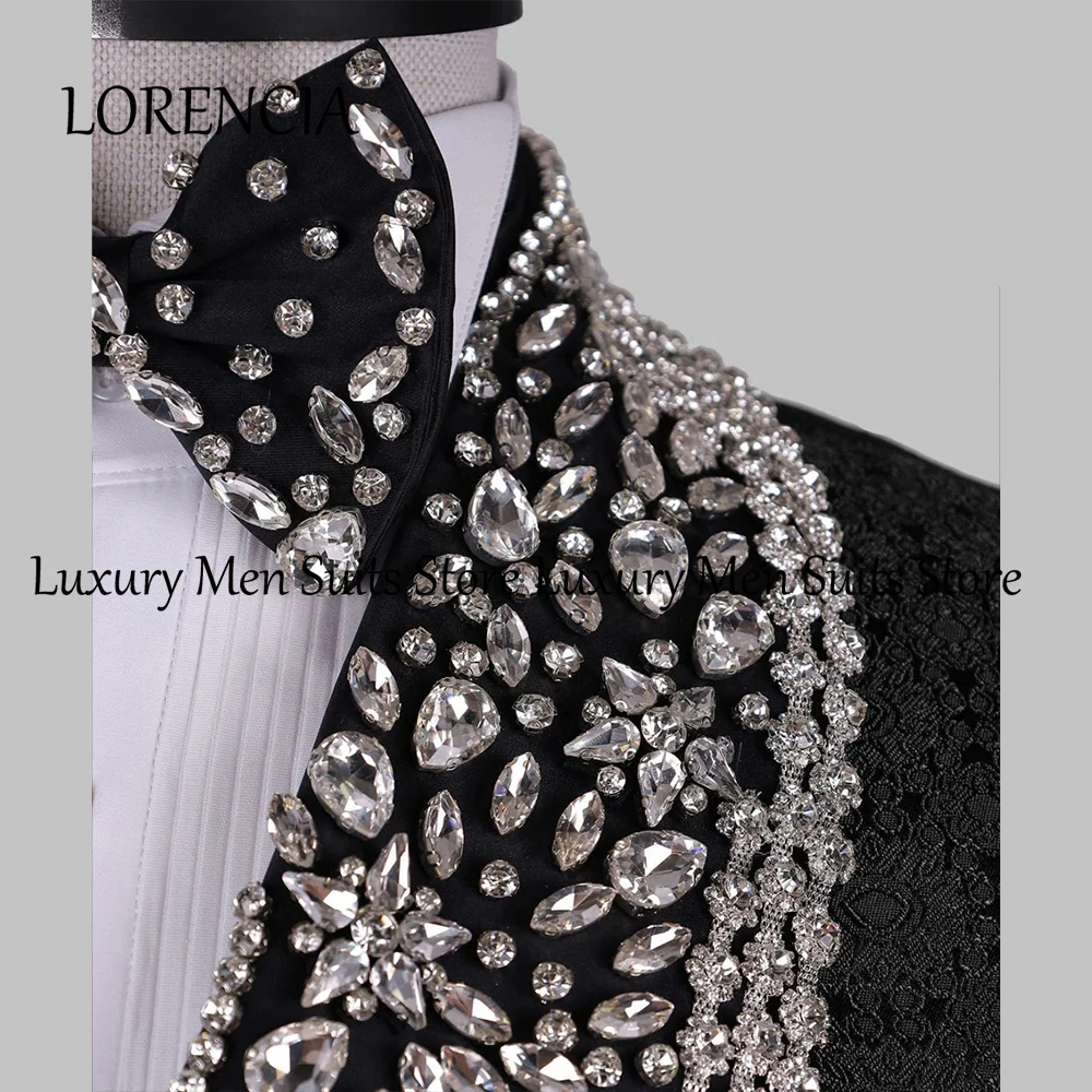 

Luxury Glitter Rhinestone Male Suits 2 Pieces Jacquard Tuxedos Wedding Groom Customized Blazer Pants jaqueta masculina couro