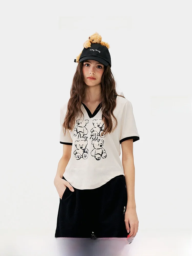 

Модная женская рубашка в стиле пэчворк с цветным узором и принтом NOISY TEDDY Bear, повседневная, свободного кроя, летняя новинка