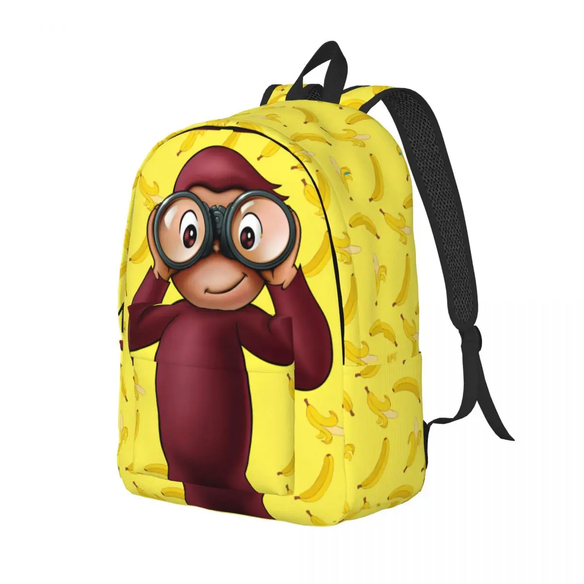 Curious George And Banana Backpack for Men Women Cool Student Hiking Travel Daypack Cartoon Monkey Laptop Canvas Bags Outdoor