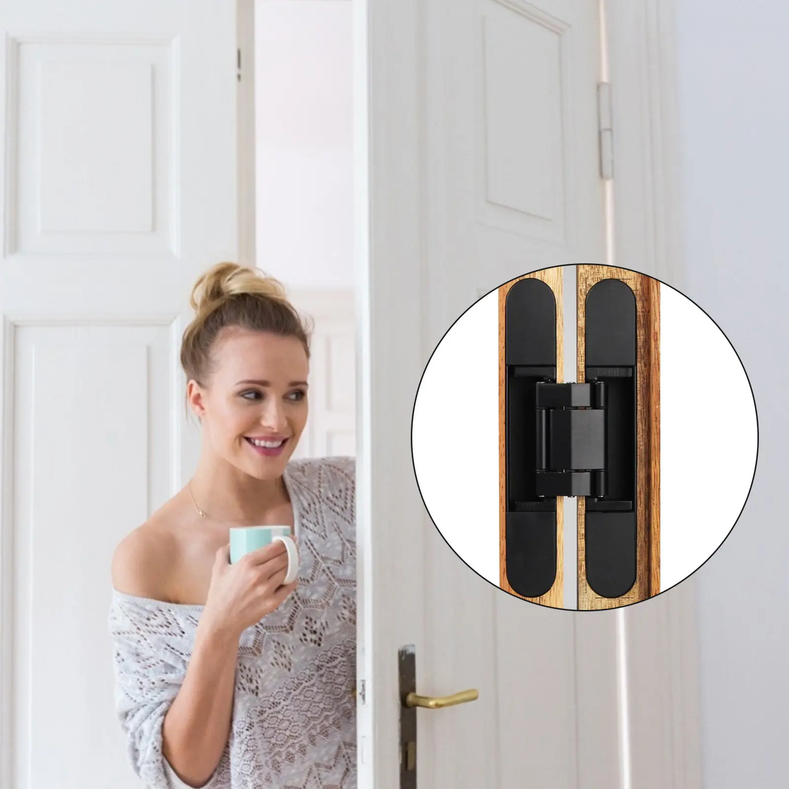 Invisible Door Hinge Adjustable Concealed Hinge 180 Degree 3Mm 3D Adjustment Left Right Compatible Heavy Duty 40Kg