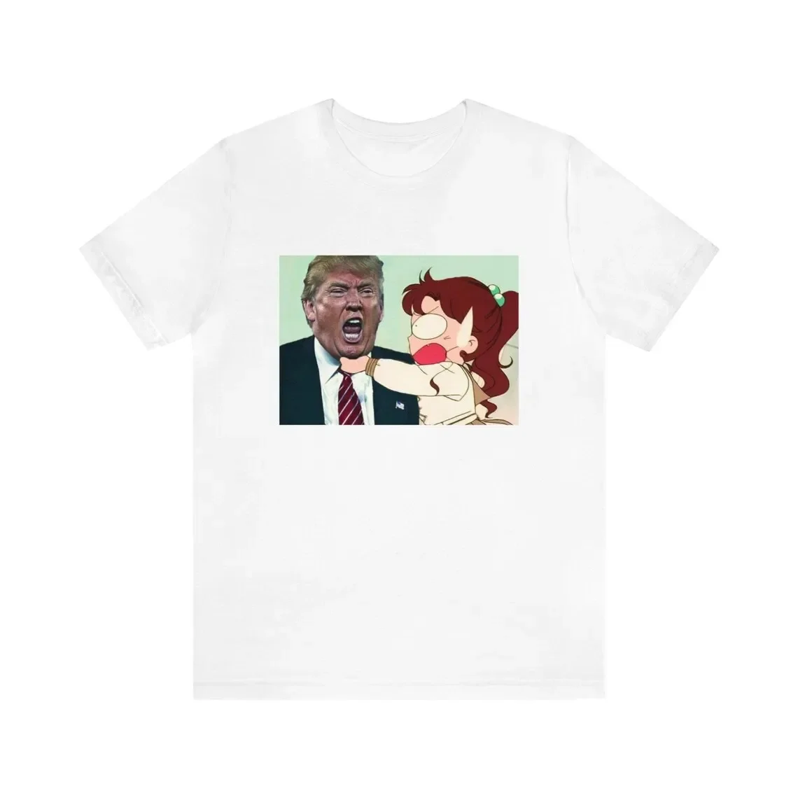 President Donald J Trump 45th President Getting Choked By Anime Girl Funny Short Sleeve Tee Shirt