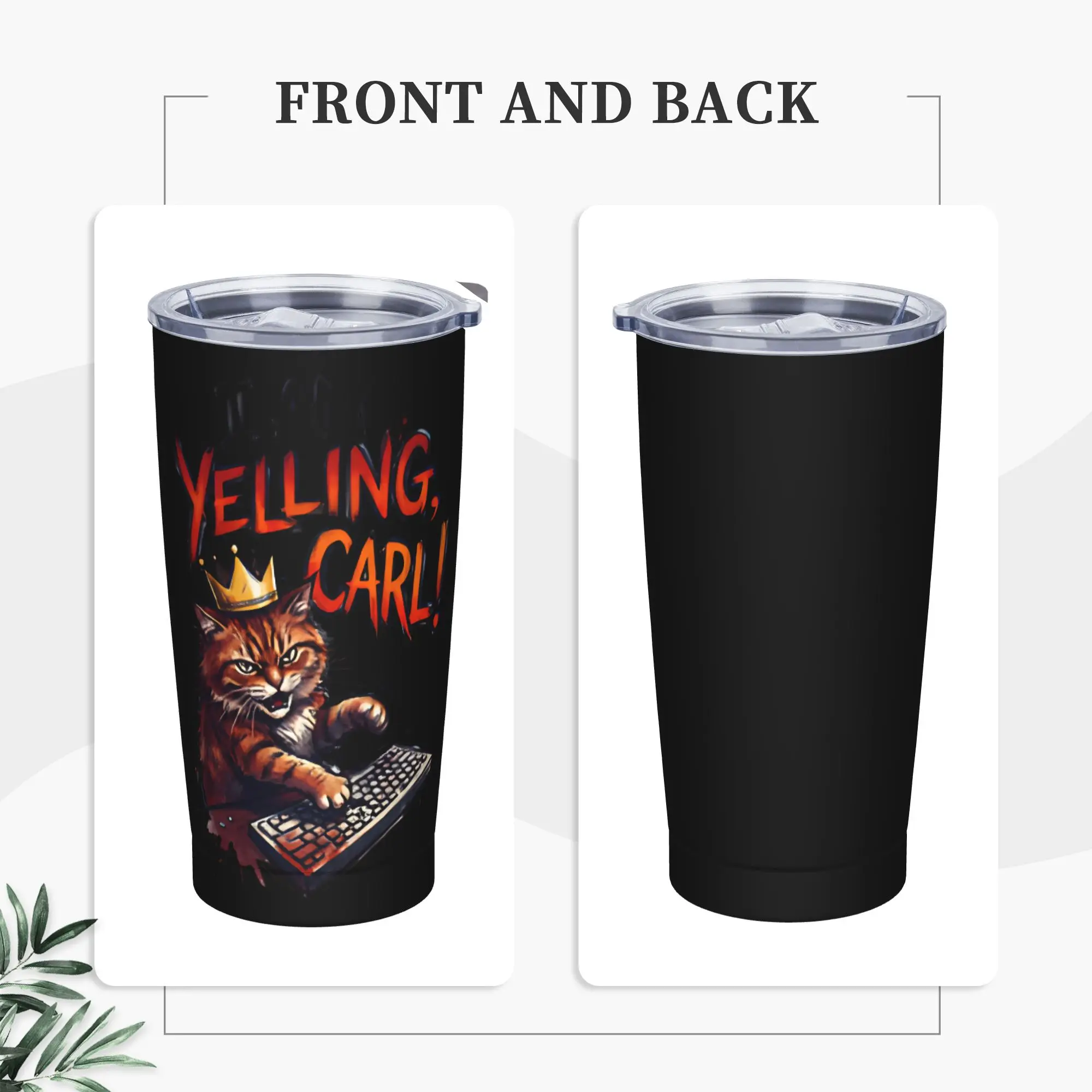 I Am Yelling Carl Donut Cat Meme Tumbler  Cold Drink Portable Stainless Steel Water Bottle Custom Mugs Cup