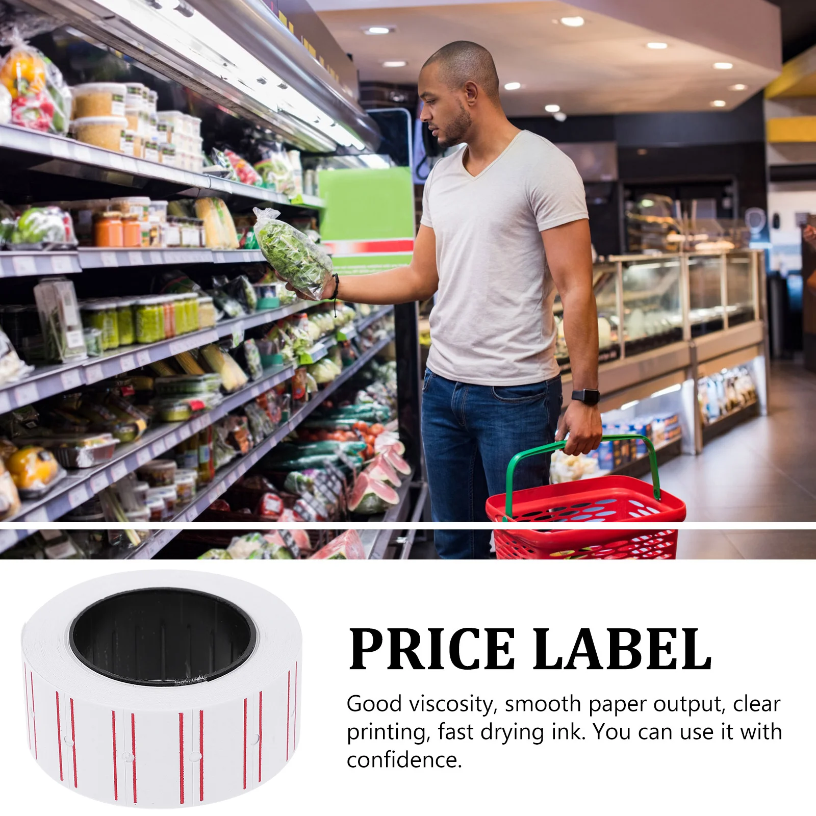 10 ม้วน (5000 ชิ้น)) ล้างการพิมพ์ป้ายราคา Cost Marker แท็กกระดาษป้ายเครื่องพิมพ์แท็กสําหรับร้านค้าสติกเกอร์ Commerce