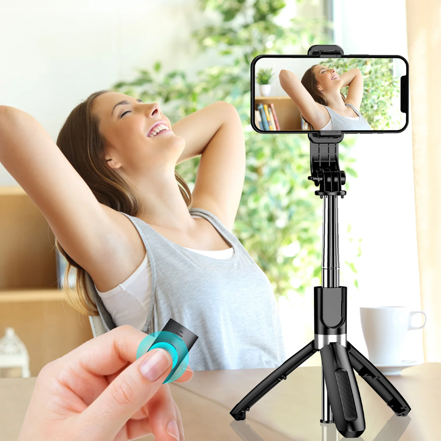 L02 Foldable Selfie Stick Tripod with Wireless Bluetooth Monopod 360 rotate Phone Holder Mini Tripod for iPhone Samsung Xiaom