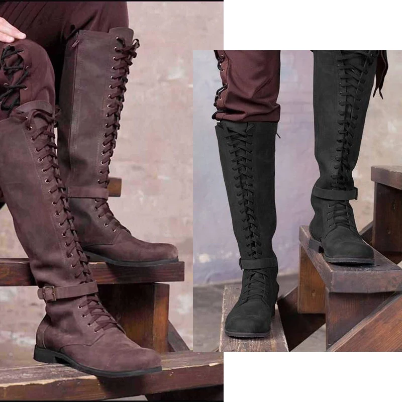 Medieval Renaissance Steampunk Knight Pirate Boots Viking Larp Warrior Soldier Shoes Carnival Party Stage Cosplay Costumes