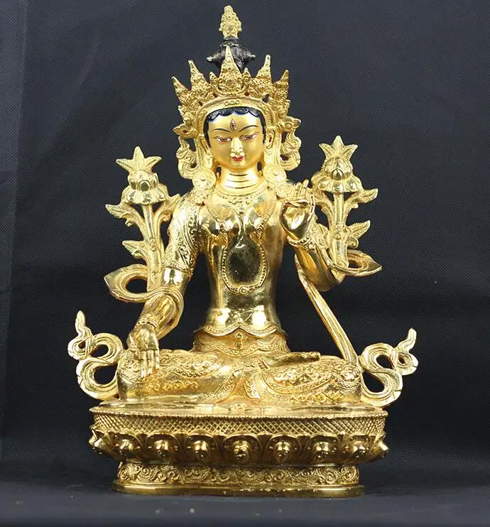 NEW 33CM LARGE  Buddhism TOP GOOD Buddha figure HOME BLESS Talisman Protection- gilding Tibetan White Tara BRASS statue