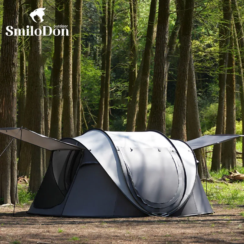 Smilodon-Outdoor Automatic Pop Up Tunnel Tent One-touch Fast Build Tent  Large Camping Equipment Silver Coating 4-8 Person