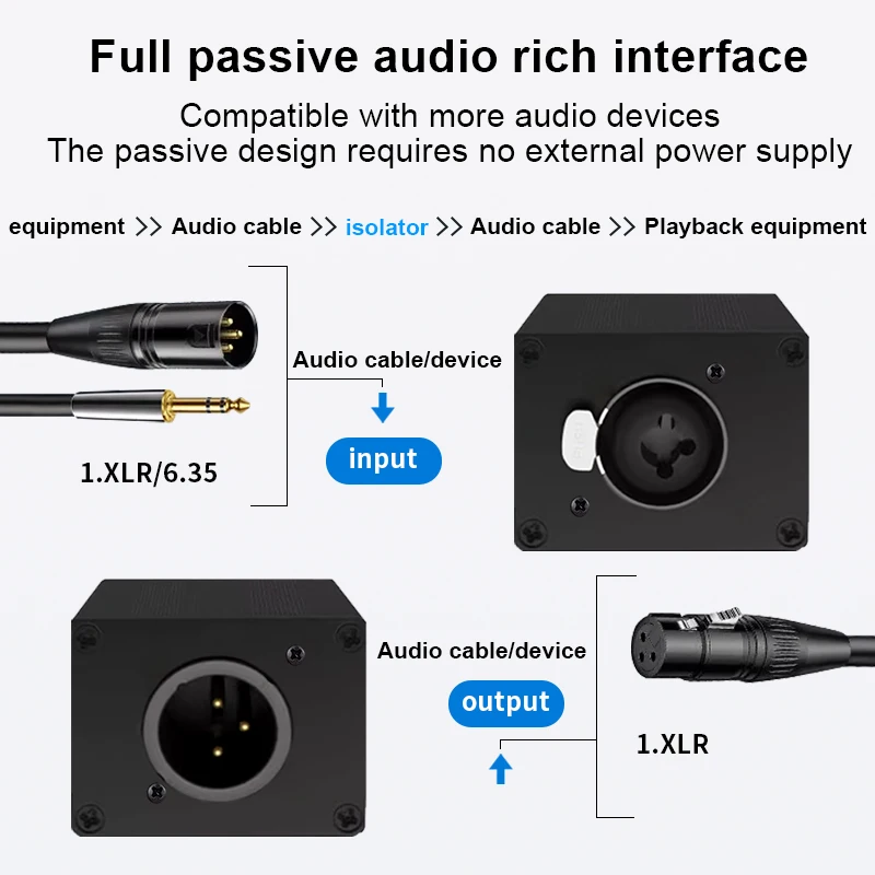 1Pcs 1-Channel 6.5 XLR Audio Isolator Noise Reduction Filter Eliminates Current Noise for XLR Mixer Audio Isolator view 5