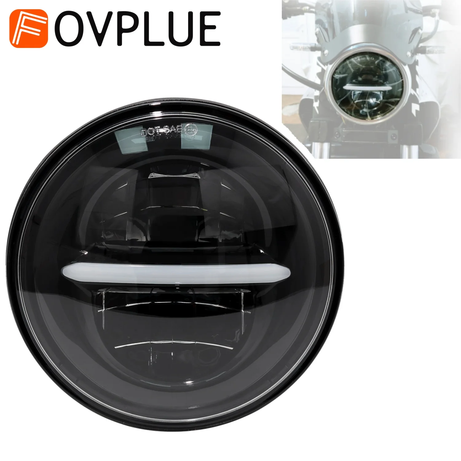 

5.75" Headlamp Motorcycle 5-3/4 LED Projector Headlight DRL For Harley Sportster Iron XL883 XL1200C Dyna Softail Street Bob FXST