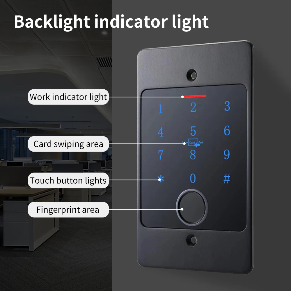 Wifi Tuya Embedded Keypad for Access Control System 125KHz EM Card Reader Waterproof Fingerprint Access Controller Metal Keypad