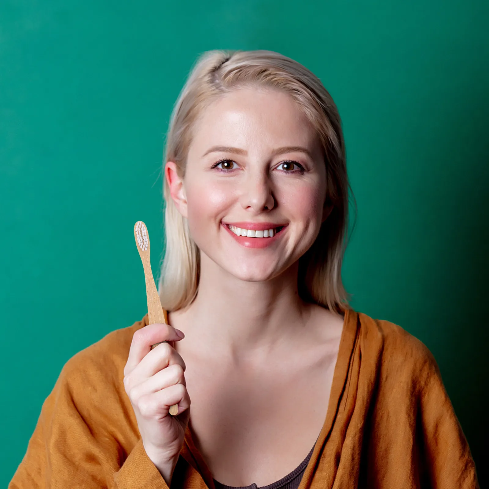 2 Pcs Adult Toothbrush Ergonomic Handle Manual Toothbrushes Fiber Bamboo Hairbrush Flexible Aesthetic