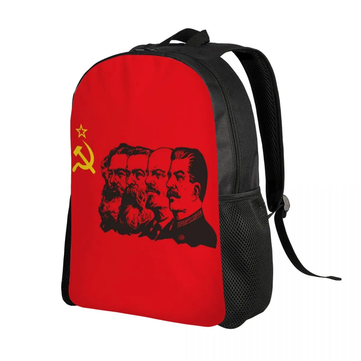 Communist Flag Marx Engels Lenin And Stalin Laptop Backpack Fashion Bookbag for School College Students CCCP USSR Communism Bag