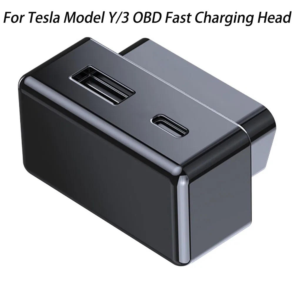 Car OBD Adapter Charger For Tesla All Model 3 Y obd2 USB Type-C Ports Extender 48W Splitter Phone PD Fast Charging Accessories