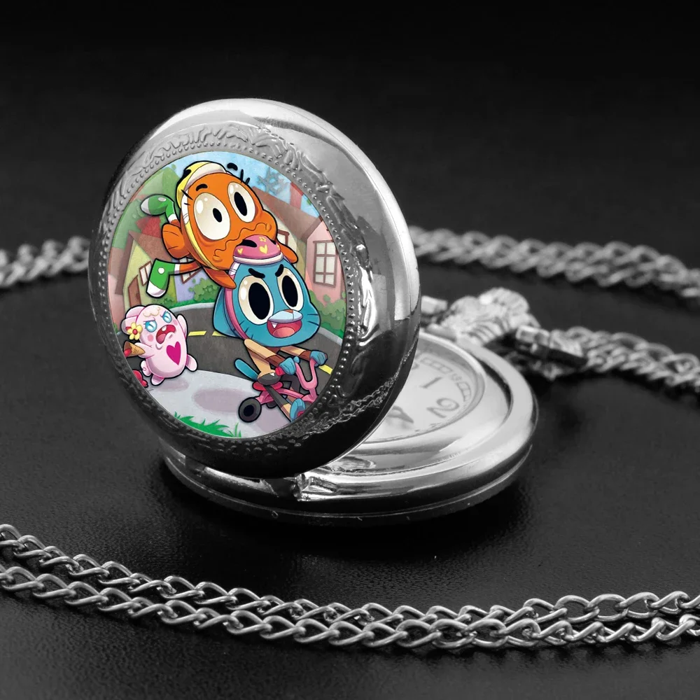

Classic Cartoon Vintage Glass Dome Quartz Pocket Watch Chain Linked Timepiece Pendant Ideal for Men Women Children As Gifts