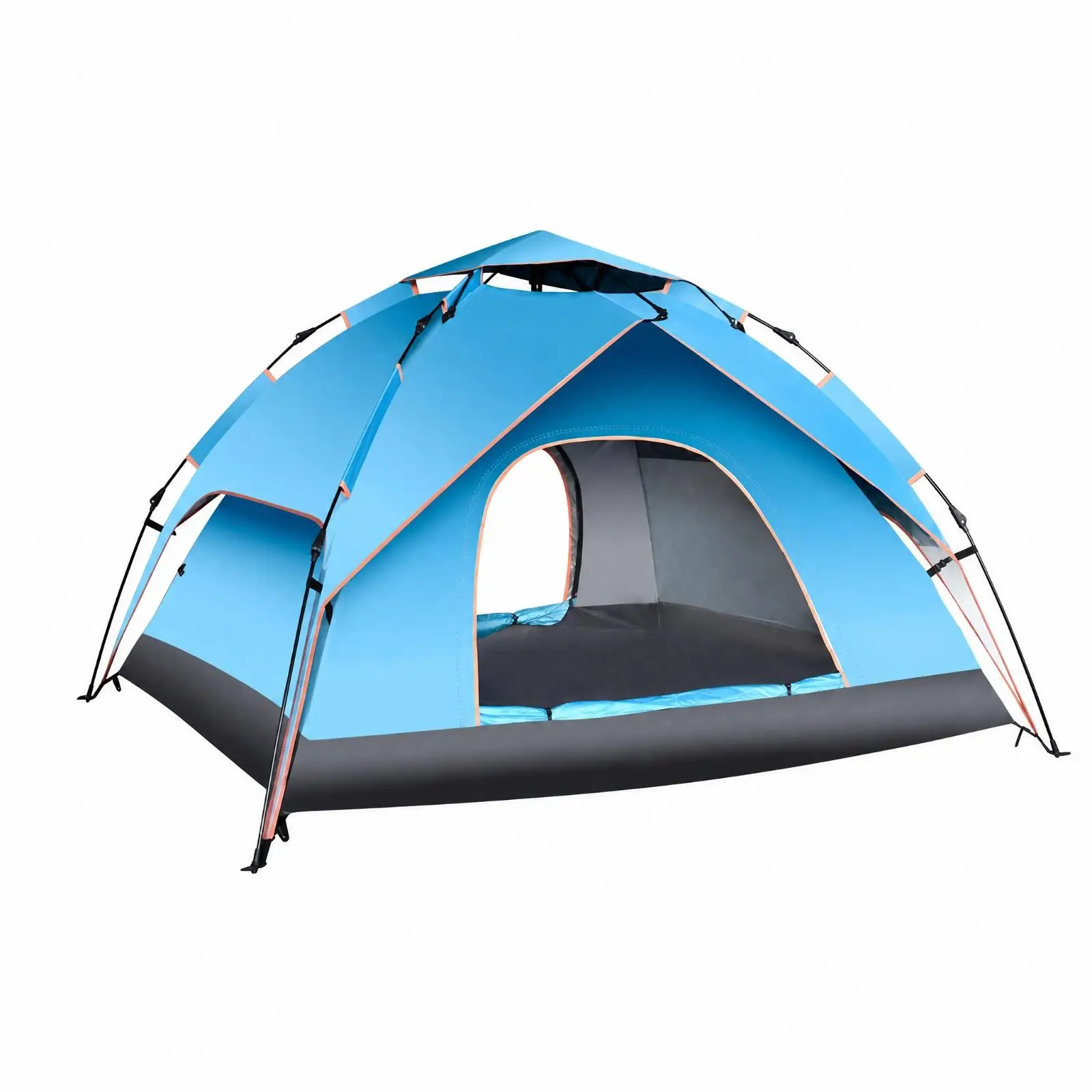 Quick Opening Rainproof Camping Tent for 4 Season Outdoor Use with Oxford Floor and Fiberglass Support for Group Camping Trips