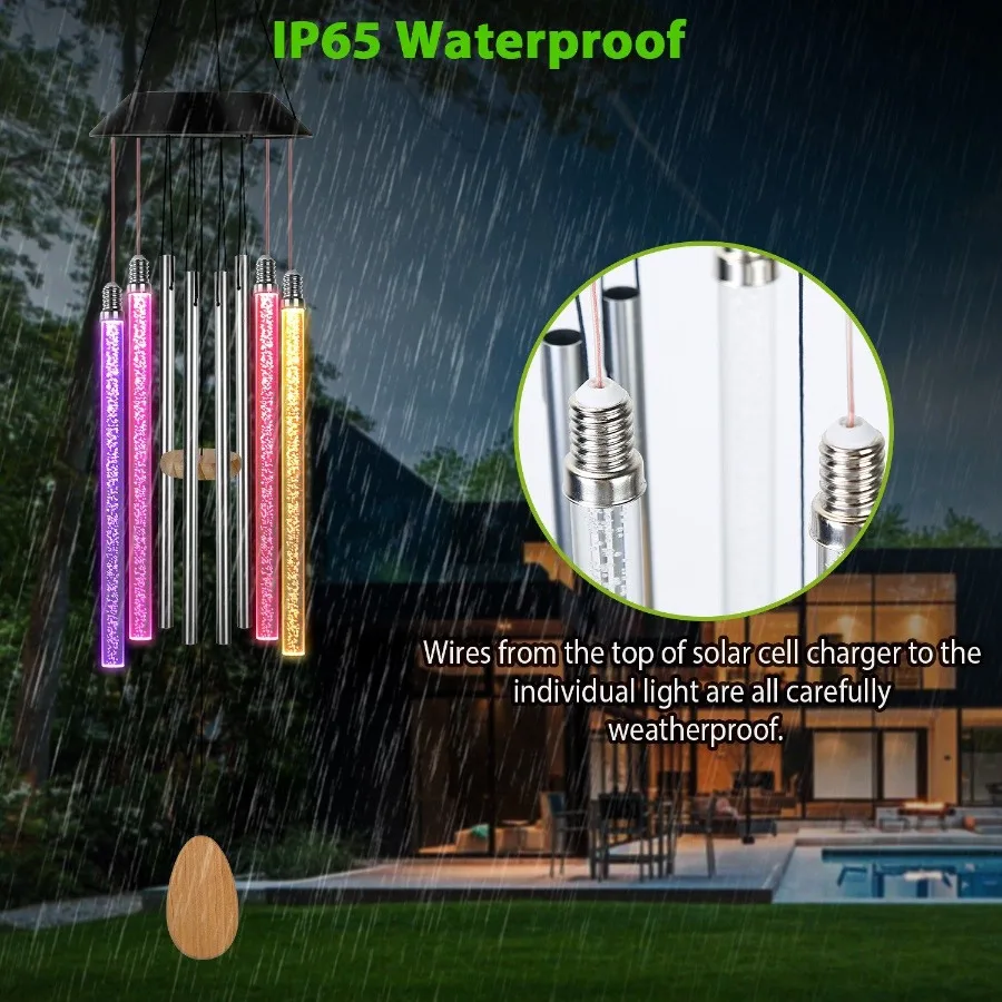 Solar Wind Chime Lights 7 Color Changing Drative Lamp IP65 Waterproof Hanging String Lights