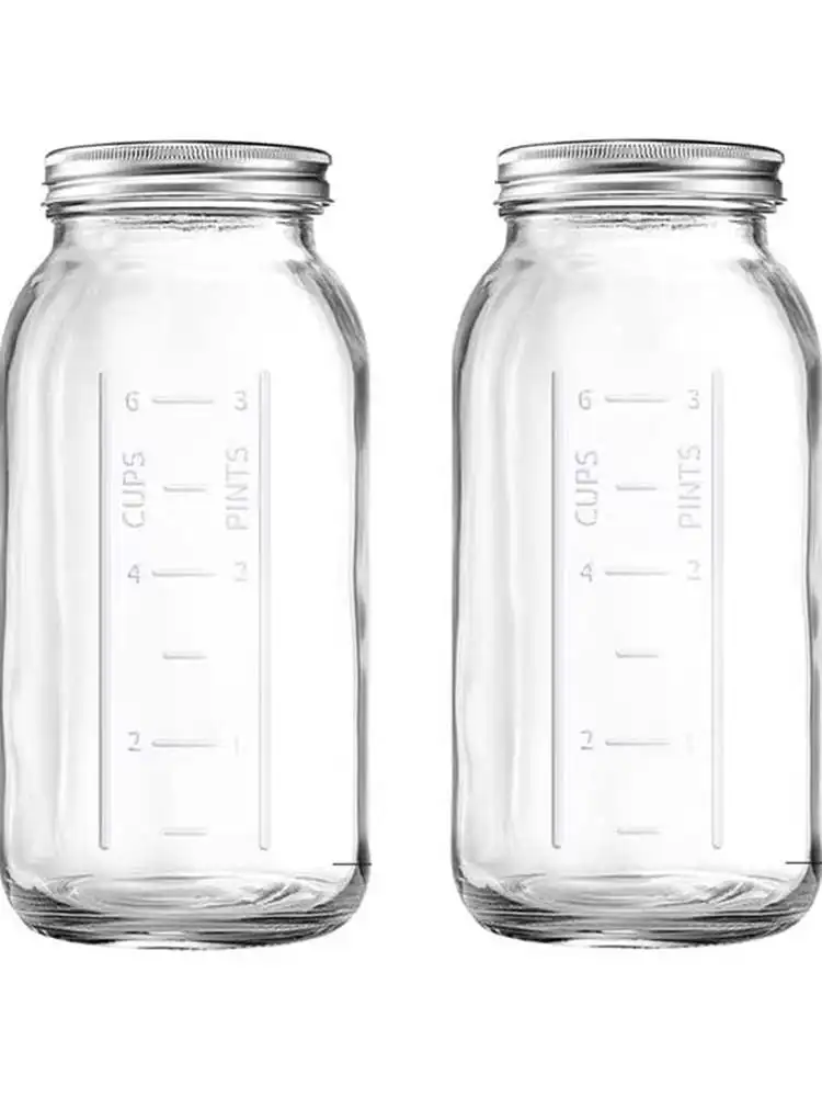 64oz American Ball Mason Jar Glass Scale Sealed Fermentation Vegetable Preservation Mason Bottle Kitchen Storage Container