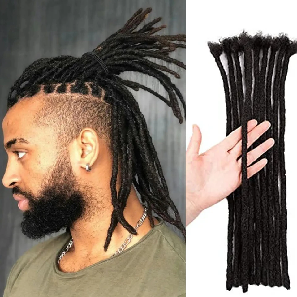 Extensions de dreadlocks faites à la main pour hommes et femmes, extension de cheveux humains, 100% vrais cheveux humains, 8 