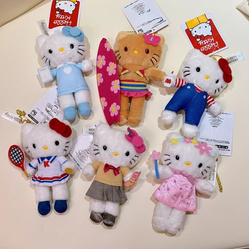 

Kawaii Hello Kitty плюшевый кулон с рисунком длинных ног, серия KT Cat, аксессуары для рюкзака, брелки для куклы на 50-летие, подарки для девочек