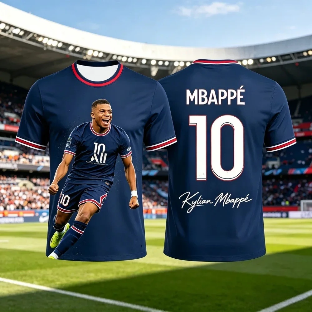 2026 Summer Fashion Mbappé Summer 3D Printable Family Clothing Football Shirt T-shirt Is Suitable for Daily and Sports Wear Y2k