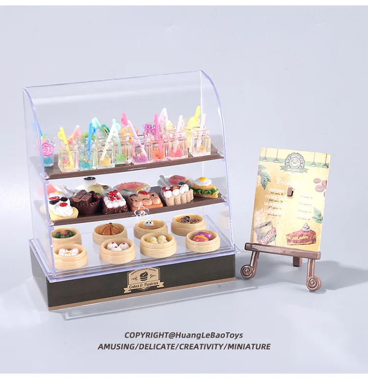1:12 Dollhouse Cake Cabinet Dessert Shelves Miniature Food Play Miniature Toys Mini Model Play House Hand DIY Small Ornaments