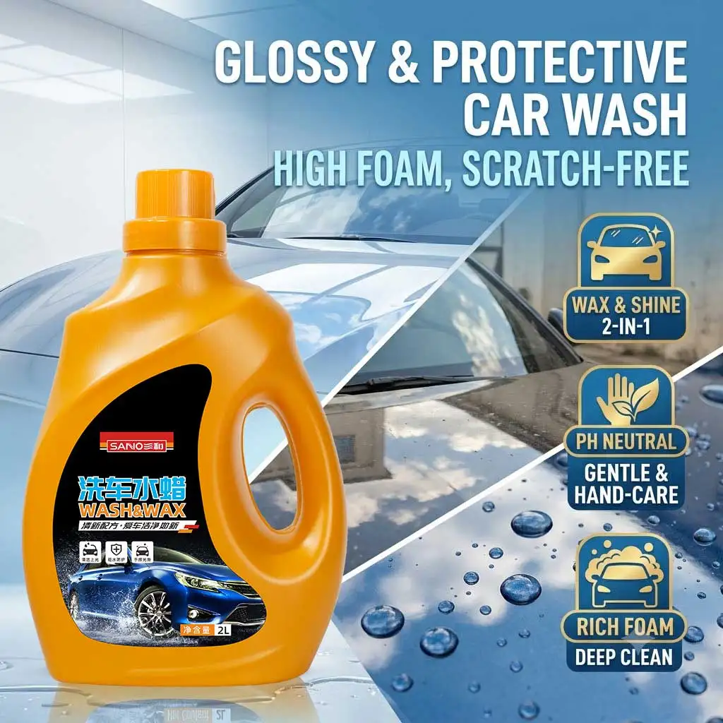 

SANVO Car Wash Wax Liquid-High Gloss Glazing & Deep Stain Removal-Premium Auto Paint Cleaner for All Vehicles 2L