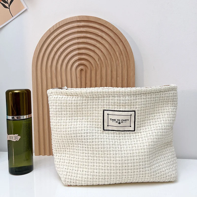 3pcs Women Weave  Protable Wash Cosmetic Bag