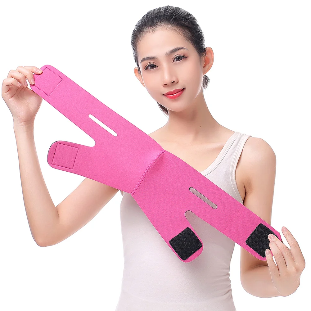 Mascarilla facial delgada, cinturón de levantamiento de cara, correa para la barbilla, masajeador fino, vendaje muscular, negro, rosado, para reafirmante Facial, ronquido, 2 uds.