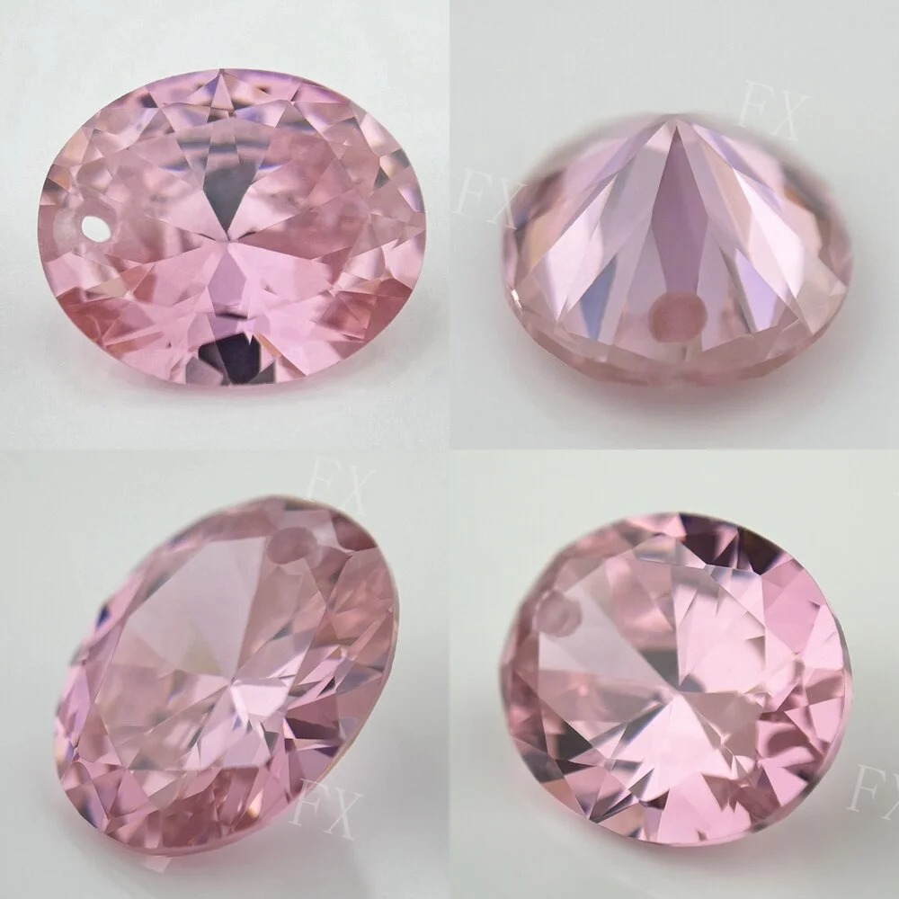 Oval Single Hole Pink 4x6~10x12mm Loose Cubic Zirconia AAAAA CZ stone Synthetic  Gemstones for Jewelry  DIY free shi