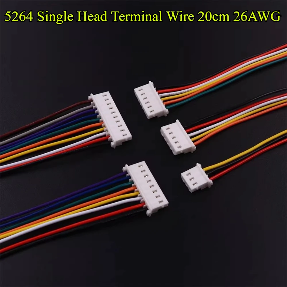 50Pcs 5264 Single Head 2P/3P/4P/5P/6P/8P/10P Terminal Line Pitch 2.54mm Electronic Wire 26AWG Wire Length 20cm Connection Line