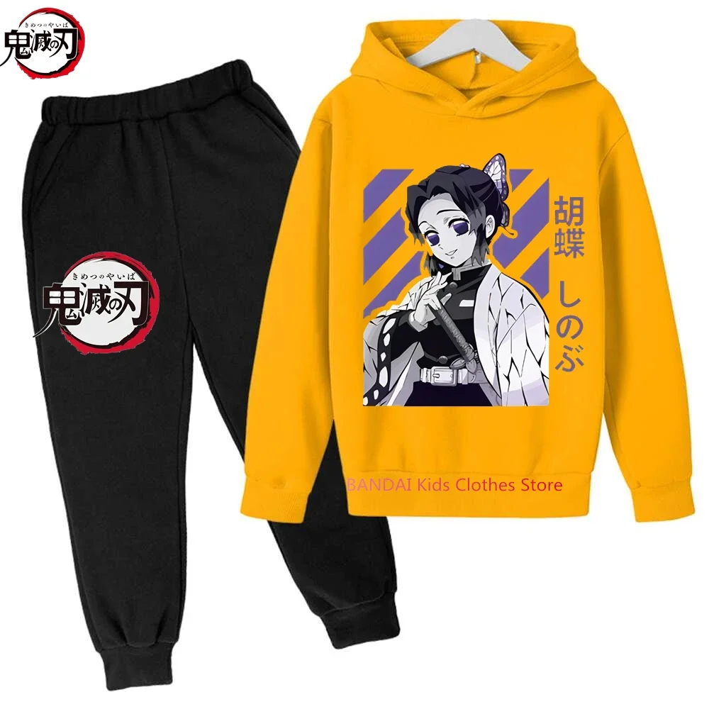 Kids Demon Slayer Kimetsu no Yaiba Hoodies Clothes Spring Sweatshirt Long Pant 2pcs Outfits Set Shinobu KochClothing