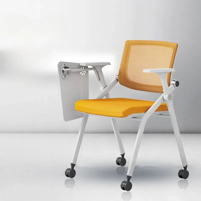 Office Training Chair with Foldable Writing Desk Board Conference Chair Employee Meeting Flip Board with Rolling Pulley Stool