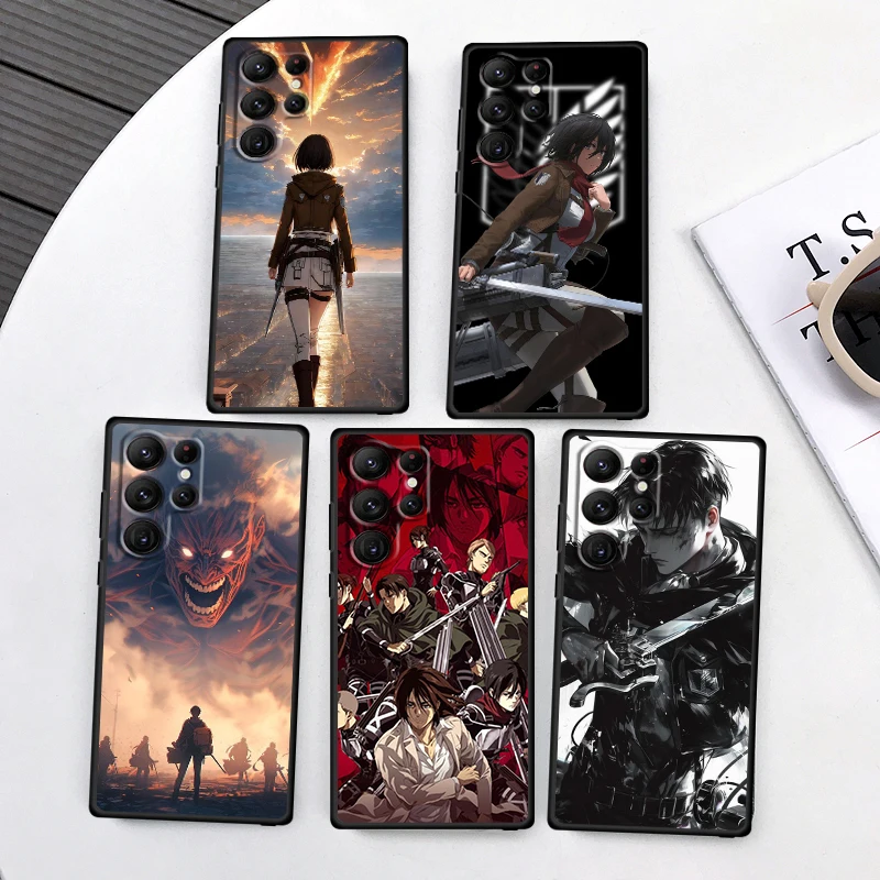 

Anime Attacks On T-Titan For Samsung Galaxy S24 S23 S22 S21 S20 FE S10 S10E Plus Ultra Pro Lite 5G Black Back Phone Case