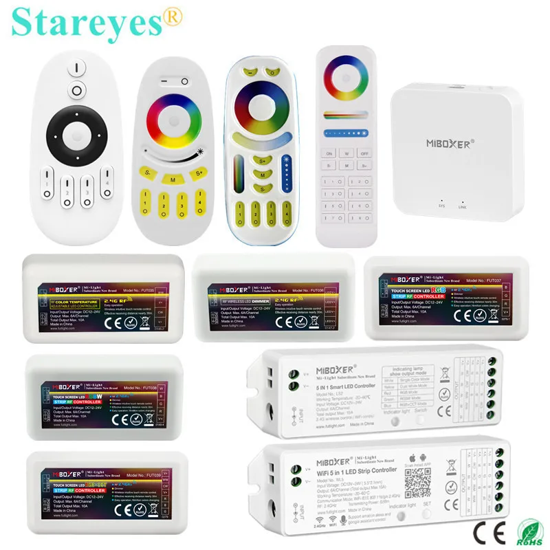 

Mi Light RF 2.4G LED strip remote controller dimmer CCT RGB RGBW RGBCCT MiBOXER Milight FUT036 FUT038 FUT039 FUT096 WL5 WL-Box1