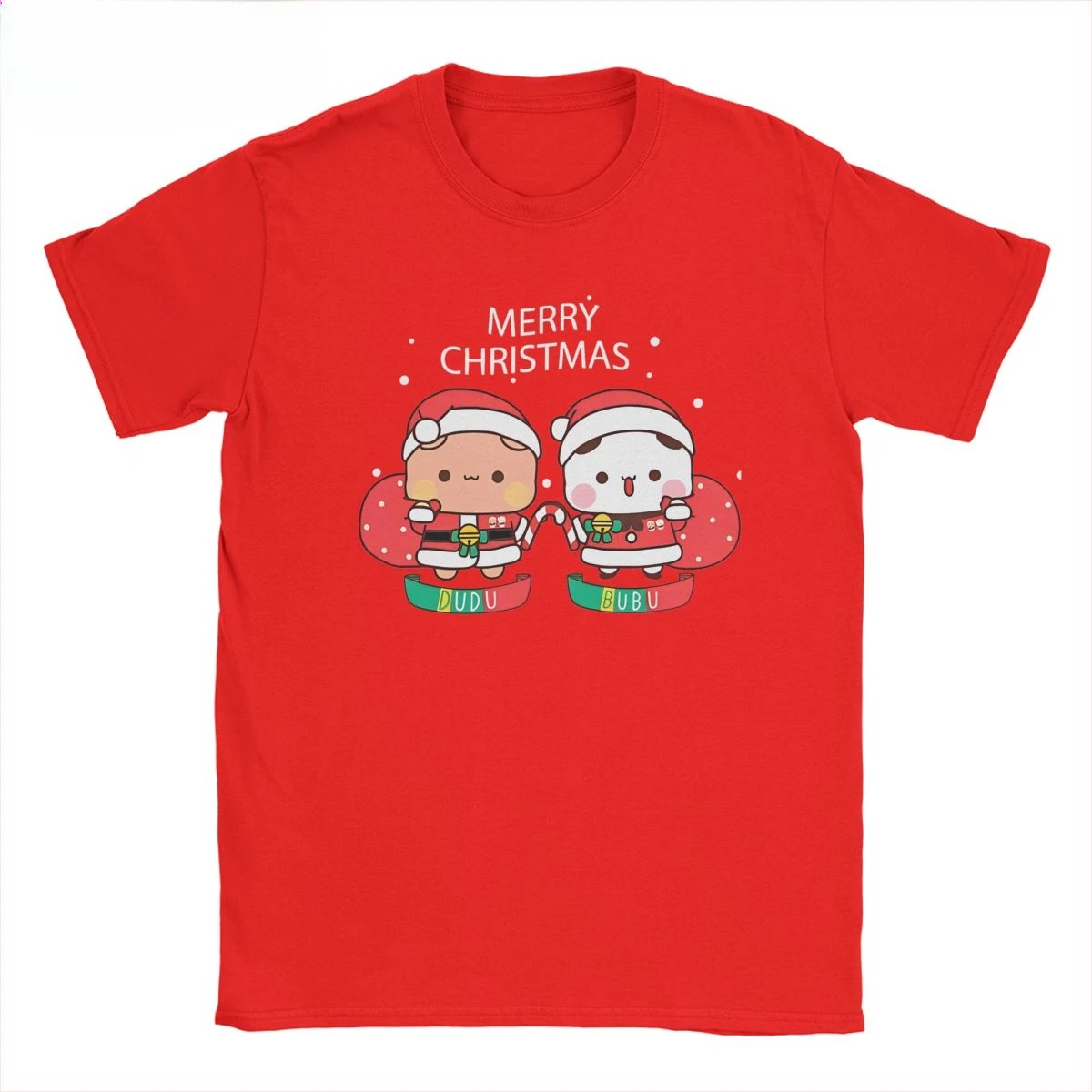 Men Women's T-Shirts Bubu Dudu Xmas Holiday  100% Cotton Tee Shirt Short Sleeve Adorable Christmas T Shirt Clothing Plus Size