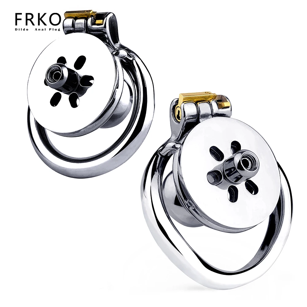 

FRKO Flat Stainless Steel Male Chastity Cage Device With Urethral Catheter Penis Ring Cock Lock Bdsm Sex Toys For Men Femboy