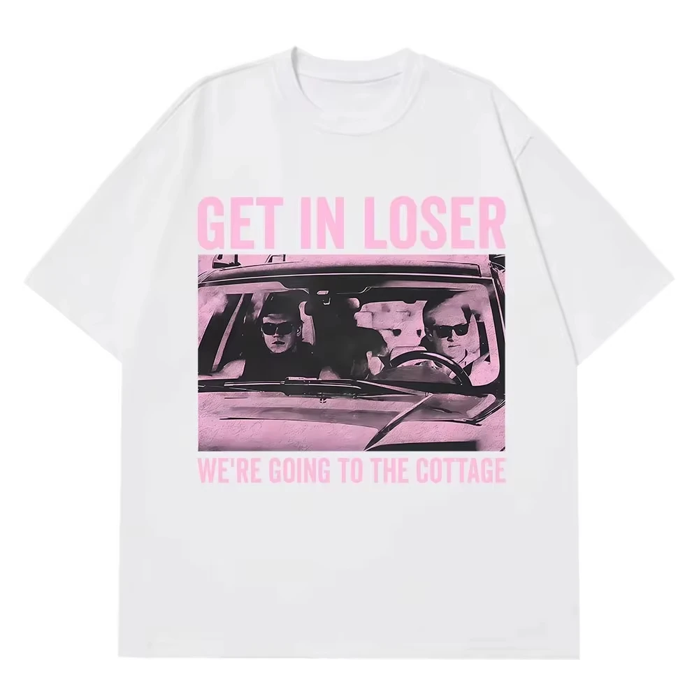 

Футболка с надписью «Get in Loser We're Going To The Cottage», забавная винтажная футболка для мужчин и женщин, топ с короткими рукавами, футболки в стиле хип-хоп, футболки в стиле Харадзюку