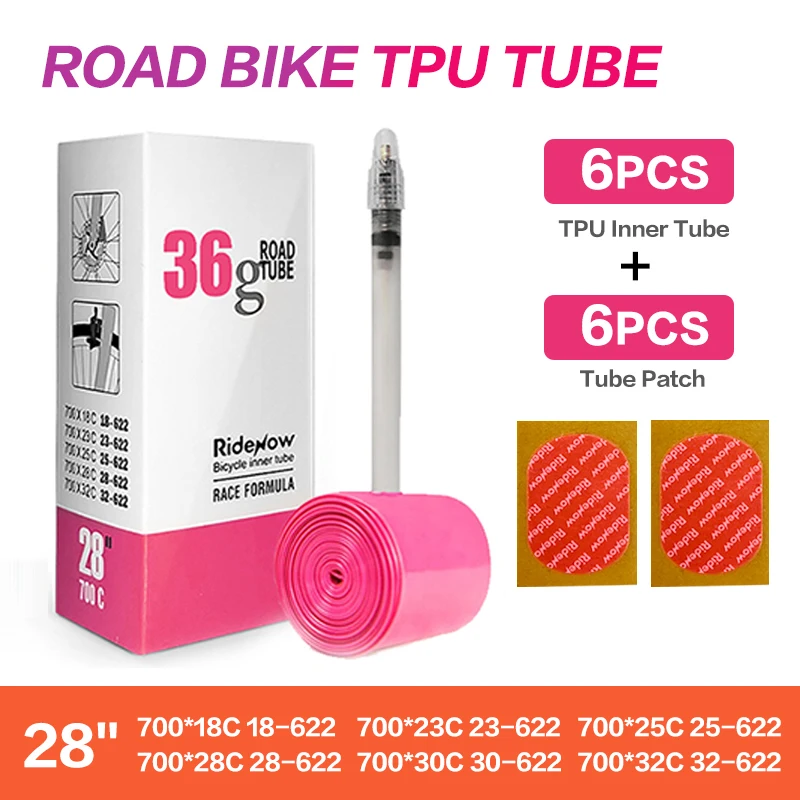 RideNow Ultraleichter Fahrradschlauch 700 X 18 25 28 32 Rennrad TPU-Reifen 45/65/85mm Länge Französisches Ventil Superleichter Schlauch