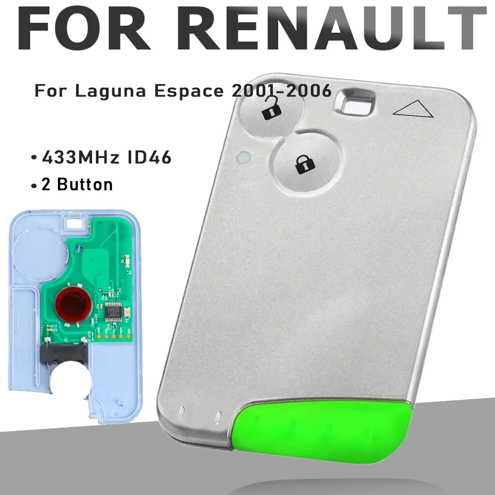 

KEYECU 2 кнопки для Renault Laguna Espace 2001-2006 дистанционный ключ 433 МГц ID46 чип смарт-карта дистанционный брелок автостайлинг