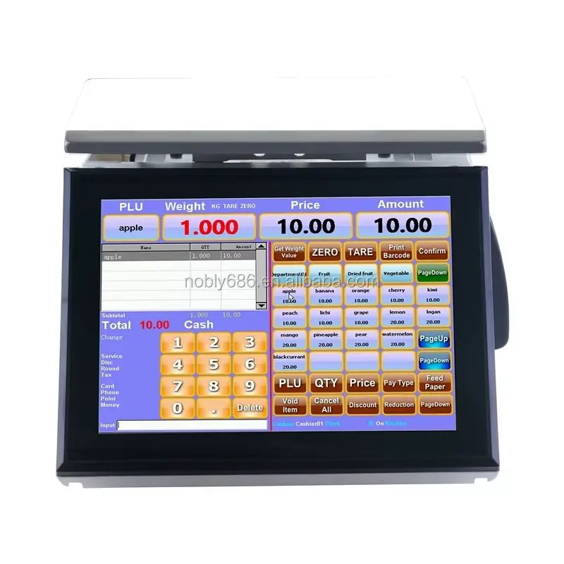 Hot Sale Electronic Scale with Touch Screen Cash Register and Pos System Software Embedded
