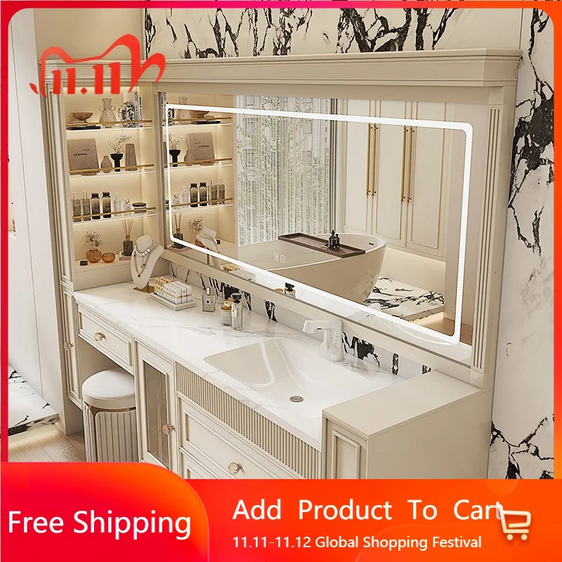 ロックシンクバスルームキャビネットフレンチ化粧台セラミック垂直ポータブルトイレ壁棚デスク収納オーガナイザーエスペホ家具