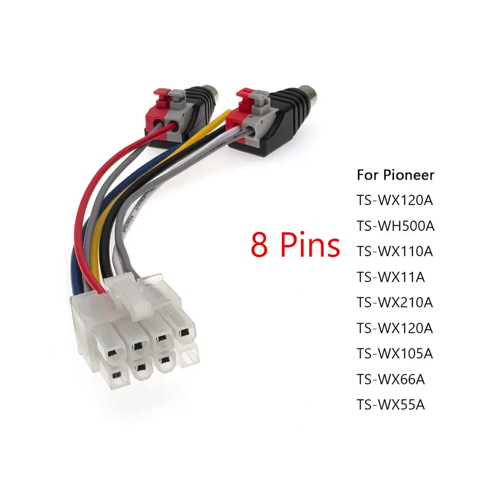 パイオニア用パワーアンプケーブルハーネス、8ピン、rca、TS-WX120A
