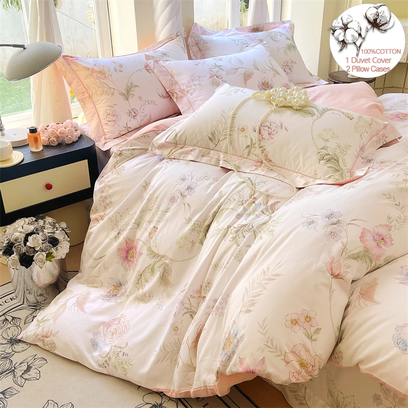 Luxury High-density 100% Cotton Bedding Set 3 Piece, Duvet Cover Set 1 Duvet Cover 2 Pillowcase,Single/Double/200x200/220x240