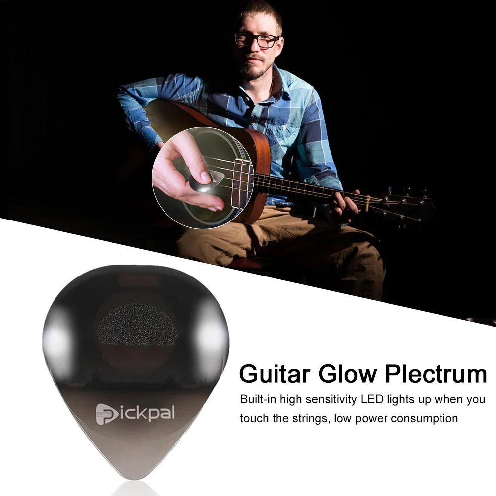 2/1PCS Glowing Guitar Picks Non-slip Guitar Pick Jazz Plectrum LED Light For Electric Acoustic Guitar Bass Folk Color Bling Pick