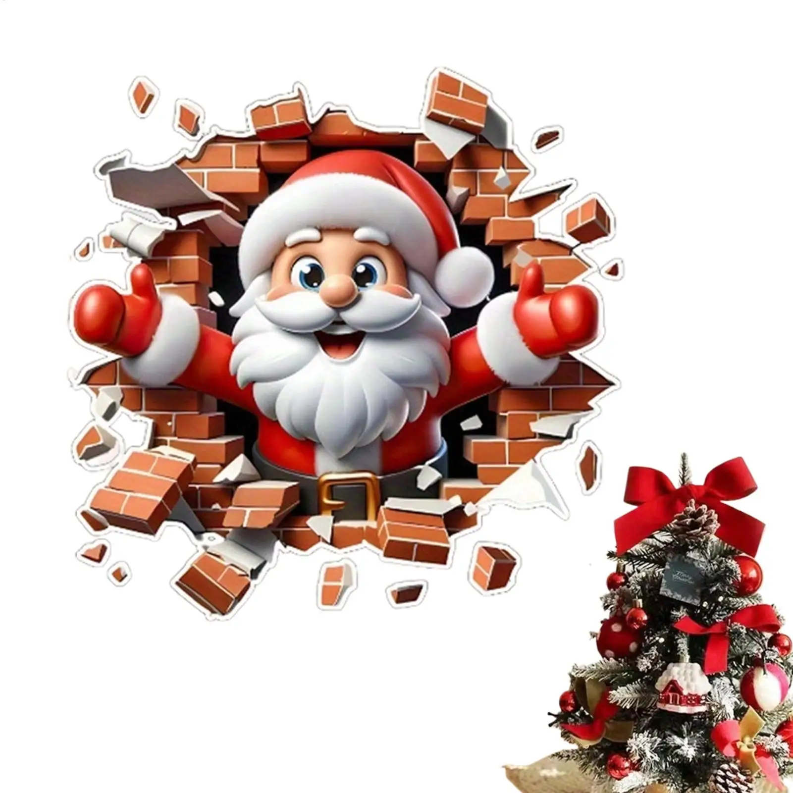 Santa Wall Stickers Santa Breaking The Wall Christmas Sticker Decor Toilet Seat Lid Decals for Home Party Living Room Bedroom
