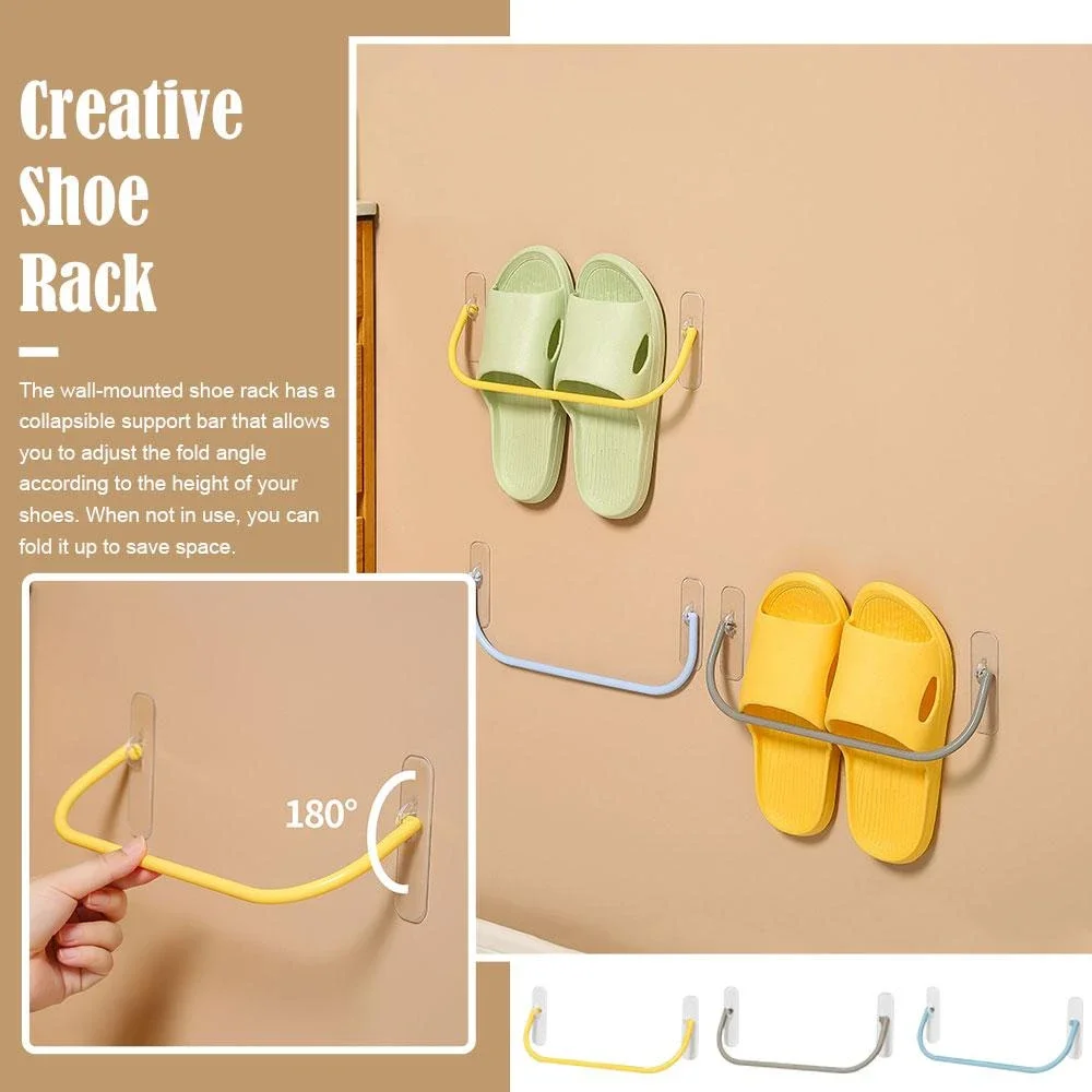 4PCS Wall-Mounted Shoe Rack Simple Bathroom Slipper Hook Holder Shoe Organizer Drying Storage Drain Hanger for Home