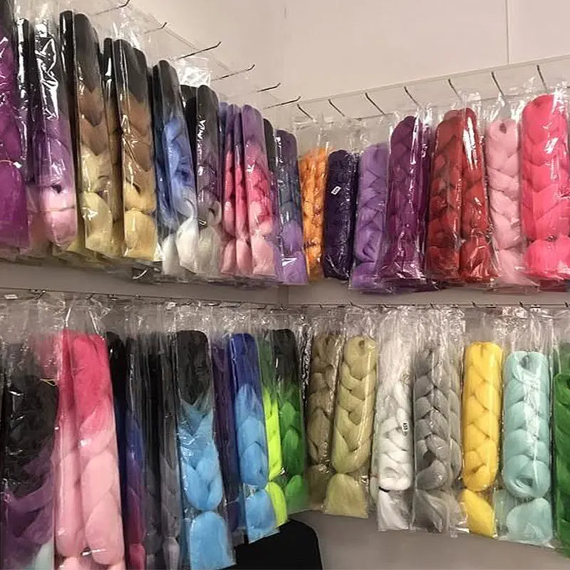 Cabello sintético Kanekalon para crochet, preestirado, rizado, jumbo, extensiones para niñas