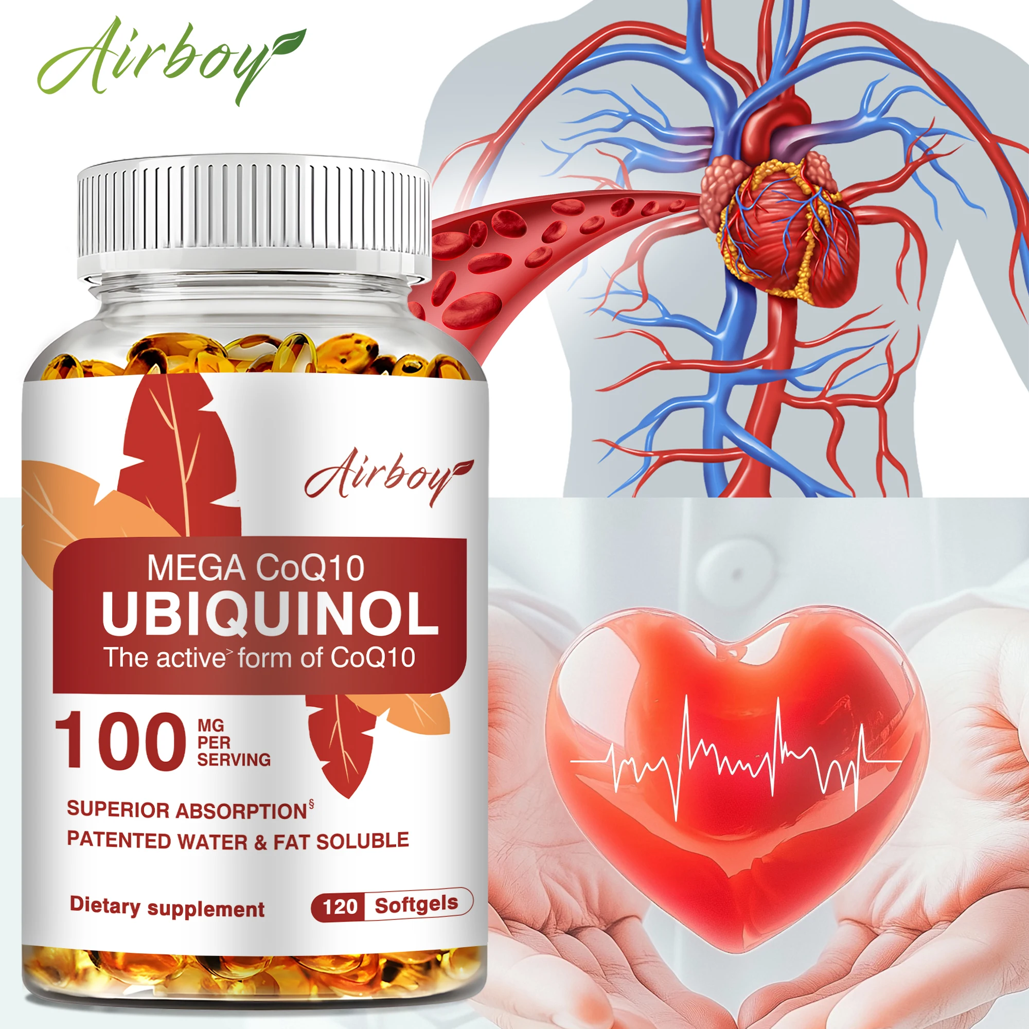 

Капсулы Ubiquinol Coenzyme Q10 — антиоксидант, способствует здоровью сердца и сердечно-сосудистой, обеспечивают энергию, баланс кровяного давления
