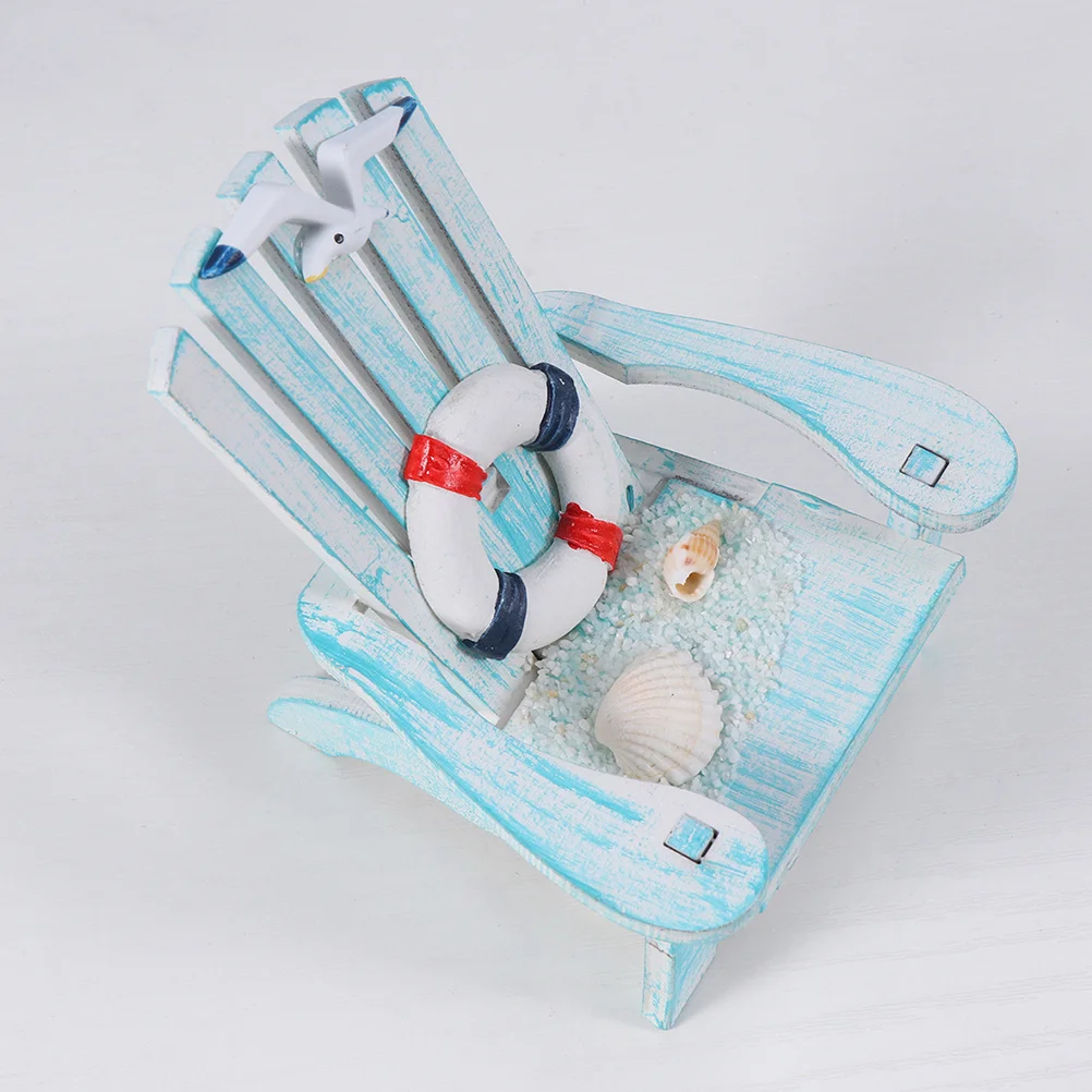 

2pcs Beach Chair Craft Mini Jewelry Box Natural Wood Desktop Decoration Summer Ornament Wooden Chair Life Ring Decor Mini